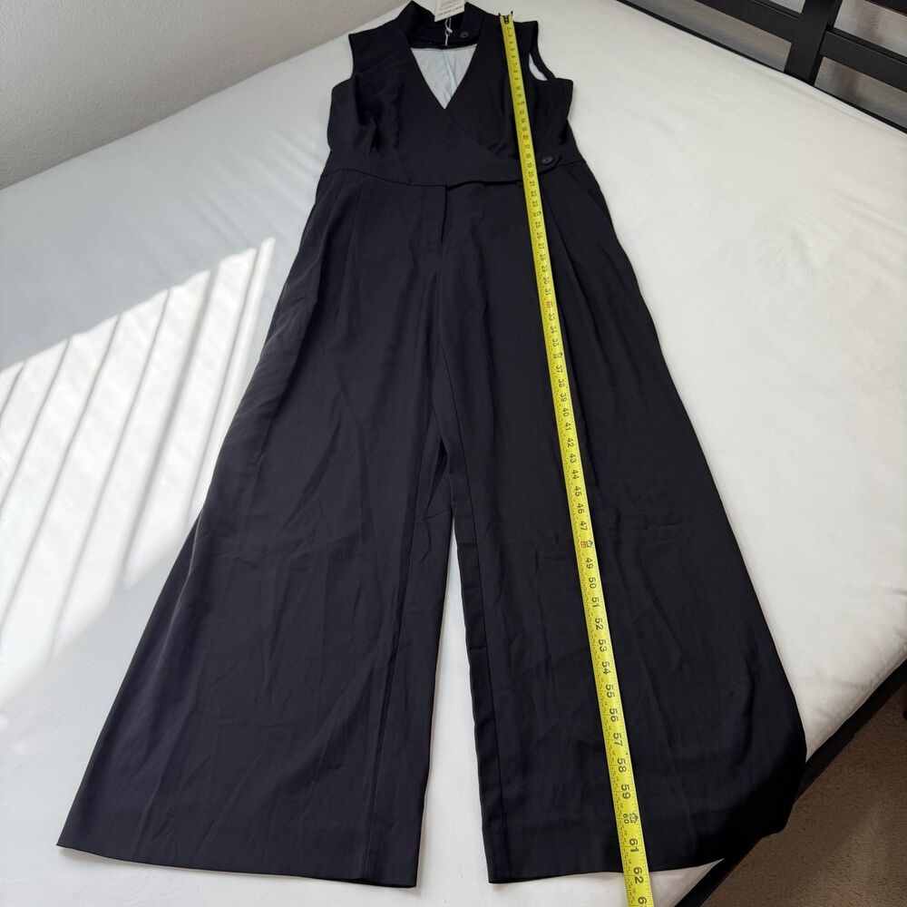 Wildfang The Empower High Waist V-Neck Jumpsuit Black 16 Wide Leg Tailored NWT - Picture 5 of 13